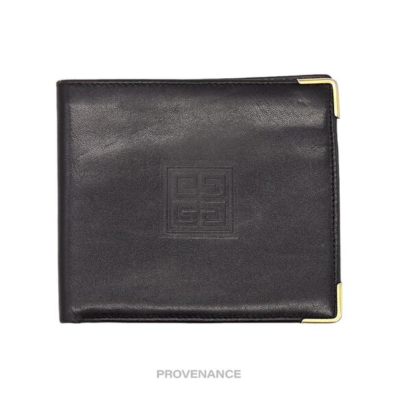 🔴 Givenchy 4CC Logo Bifold Wallet - Black Leather - Picture 1 of 6